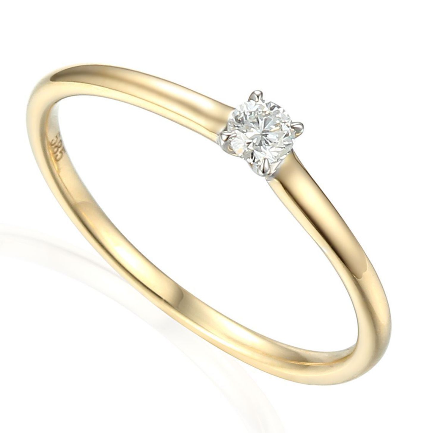 Pierścionek złoty DIAMENT 585, diamenty TEN JEDYNY R62347YW 0,13 ct.  Nowoczesny, delikatny pierścionek z jednym brylantem o wielkości 0,10 ct, barwie H oraz czystości SI. Pierścionki zaręczynowe z diam.jpg